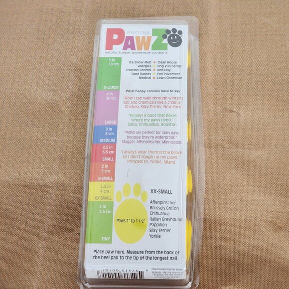 Protex Pawz Yellow Natural Rubber Reusable 12pk Waterproof Dog Boots Sz XX-Small - Picture 7 of 16